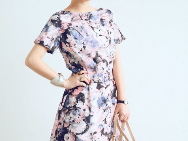 Pink Floral Skater Dress