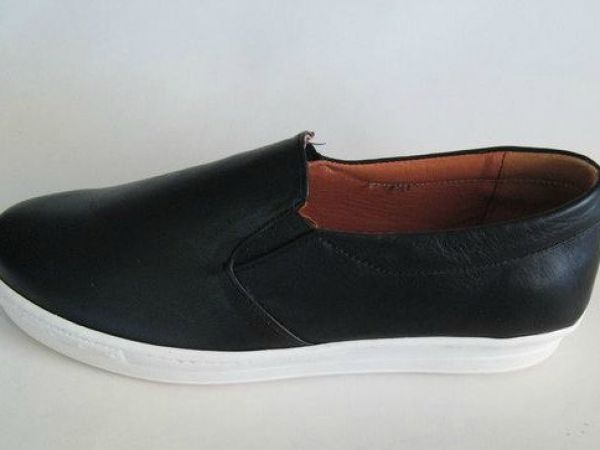 Black leather slip on shoes